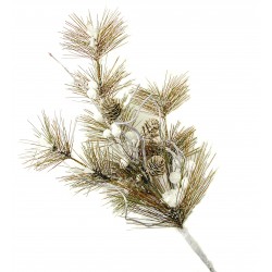 Frosted Spiked Pine Cone Spray with White Berries - Natural (72cm long)