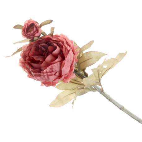 Peony - Dusty Rose (1 flower & 1 bud, 64cm long)