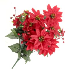 Poinsettia and Holly Bush - Red & Green (14 heads)