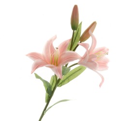 Real Touch Lily Spray - Pink (2 heads & 2 buds, 65cm long)