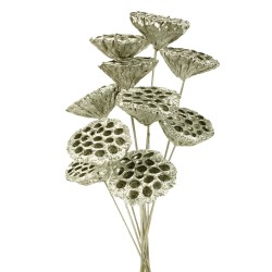 Large Lotus Heads On Sticks - Silver (40cmx6/8cm, 10 pcs per pk)