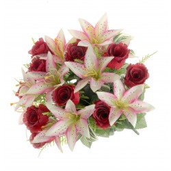Rose & Lily Bouquet Red/Pink Mix (24 heads)