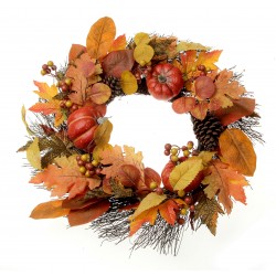 Pumpkin & Berry Wreath - Orange and Brown (60cm diameter)