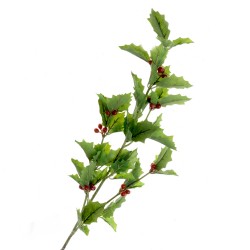 Real Touch Holly Spray - Green (50cm long)