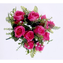 Rose Bush with Foliage - Hot Pink (18 heads)