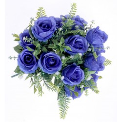 Rose Bush with Foliage - Blue (18 heads)