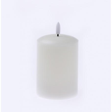 LED Wax Candle with 3D Flame - Ivory (7.5cm diameter x 12.5cm height)