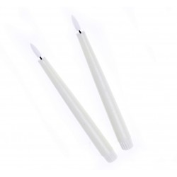 LED Wax Taper Candles with 3D Flame - Ivory (2 pcs per pk| 2cm diameter x 25cm height)