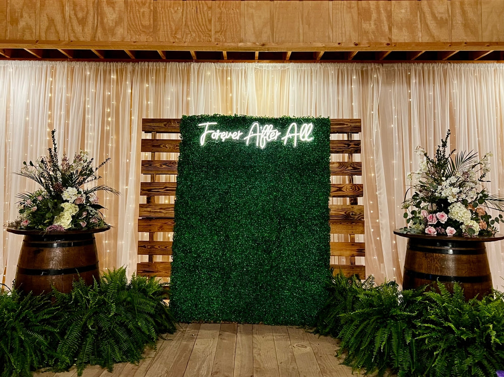 The Perfect Backdrop for Your Big Day: Faux Grass Walls and Corsage Creations