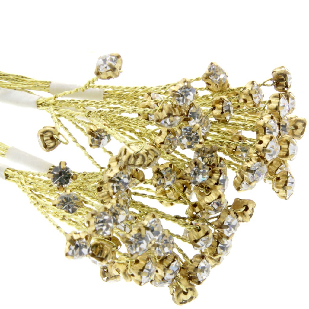 Corpetto Creations Rami Diamantati Oro Rosa, 3 Mazzetti Da 6 Steli, Per Bomboniere, Centrotavola E Composizioni Floreali