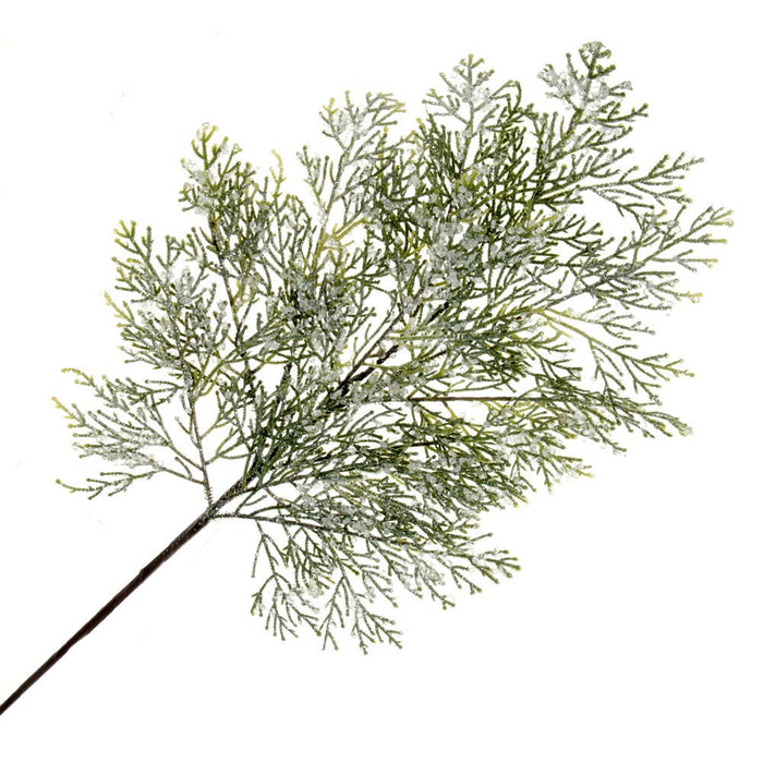 Iced Cypress Branch - Green (75cm long)