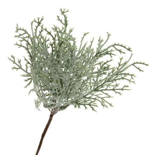 Frosty Foliage Pick - Green/White (19cm long)