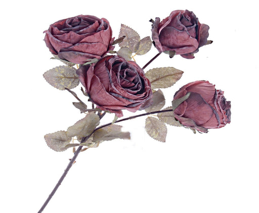 Dry Rose Spray - Burgundy (4 heads, 54cm long)