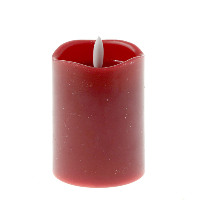 Melted Top LED Wax Candle - Red (7.5 x 10cm)