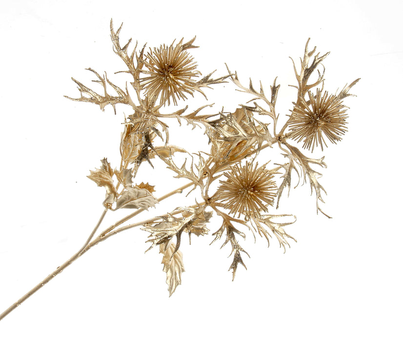 Large Metallic Echinops Spray - Gold (65cm long)