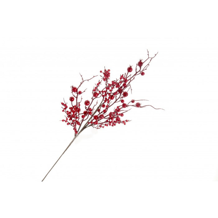 70cm Red Berry Branch - Red/Brown
