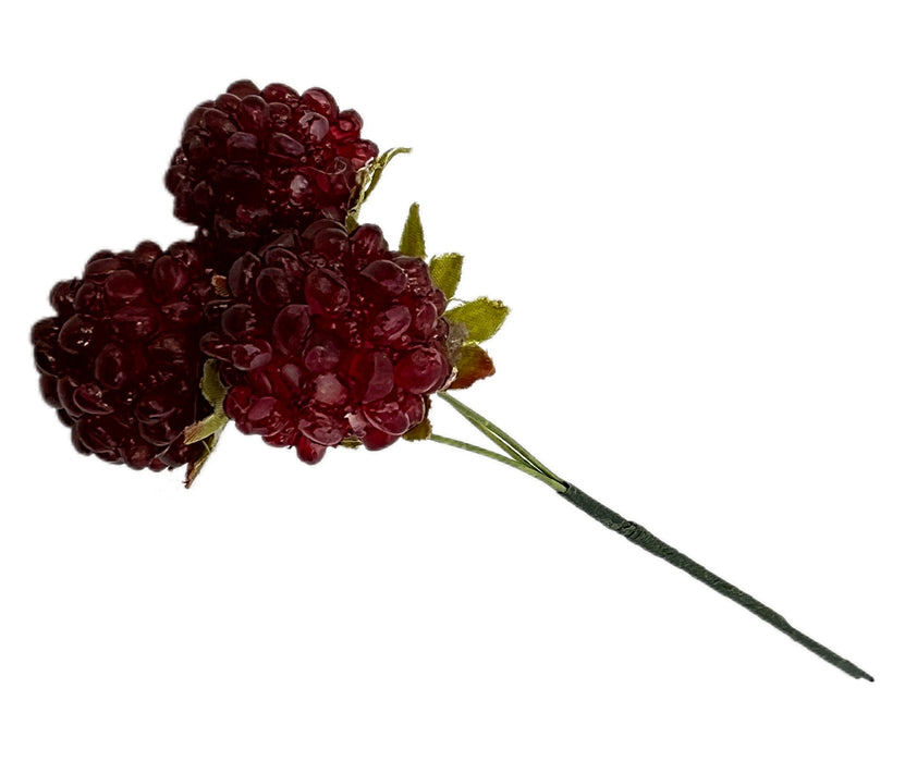Artificial Blackberry Stem - Red (10cm wire, 24 bundles per pack)