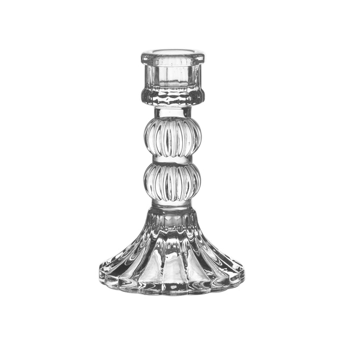 Anastasia Glass Candle Stick - Clear (13cm long)