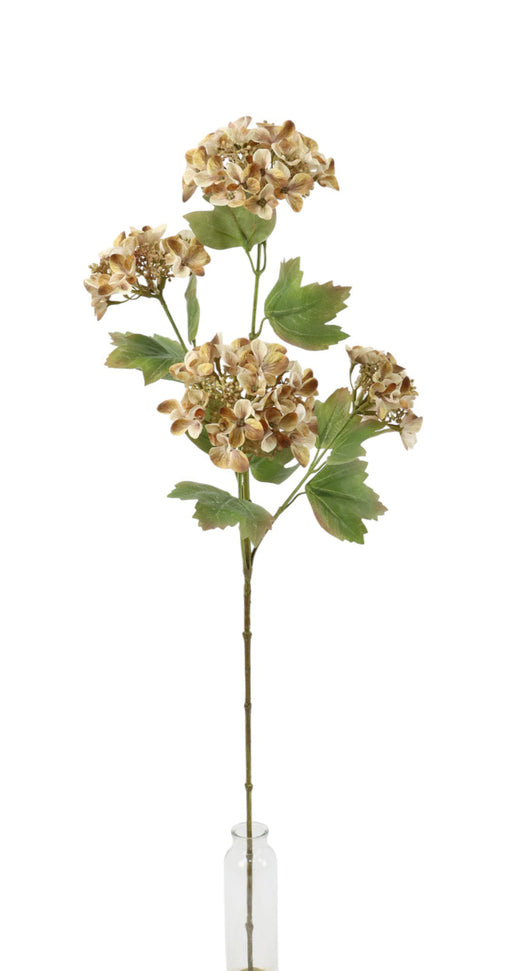 Artificial Hydrangea Spray - Brown/White (88cm long with 4 heads)