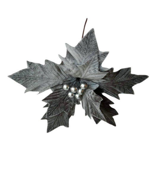 Artificial Poinsettia - Silver (45cm long)