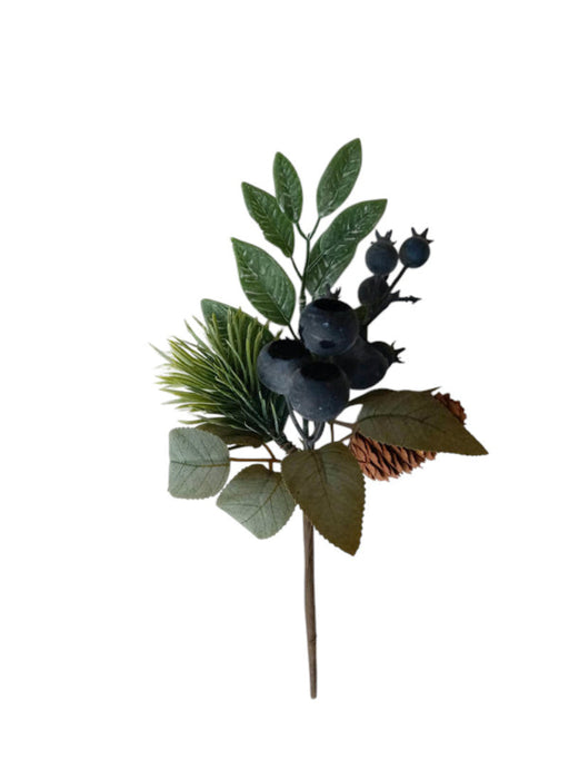 Blueberry and Pinecone Pick -Blue & Green (25cm long)