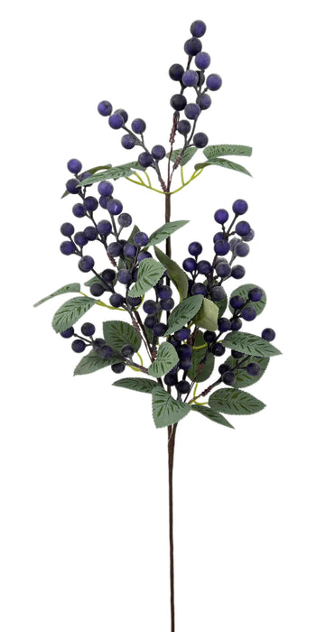 64cm Blue Winter Berry Spray - Natural (64cm long)