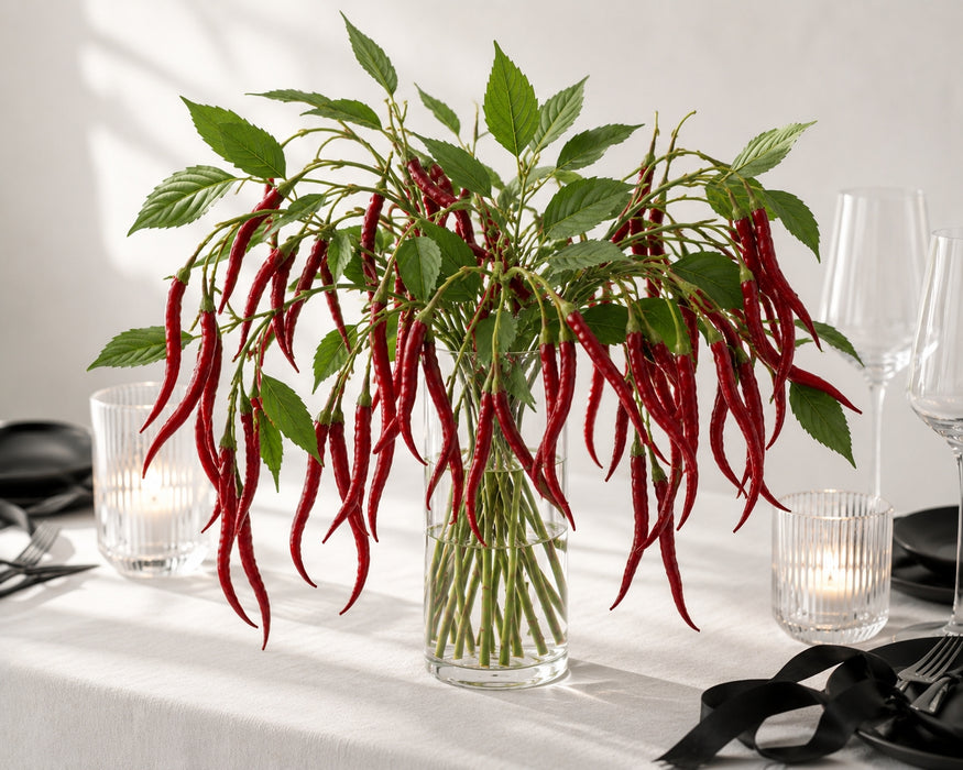 Artificial Chilli Stem - Natural (83cm long)