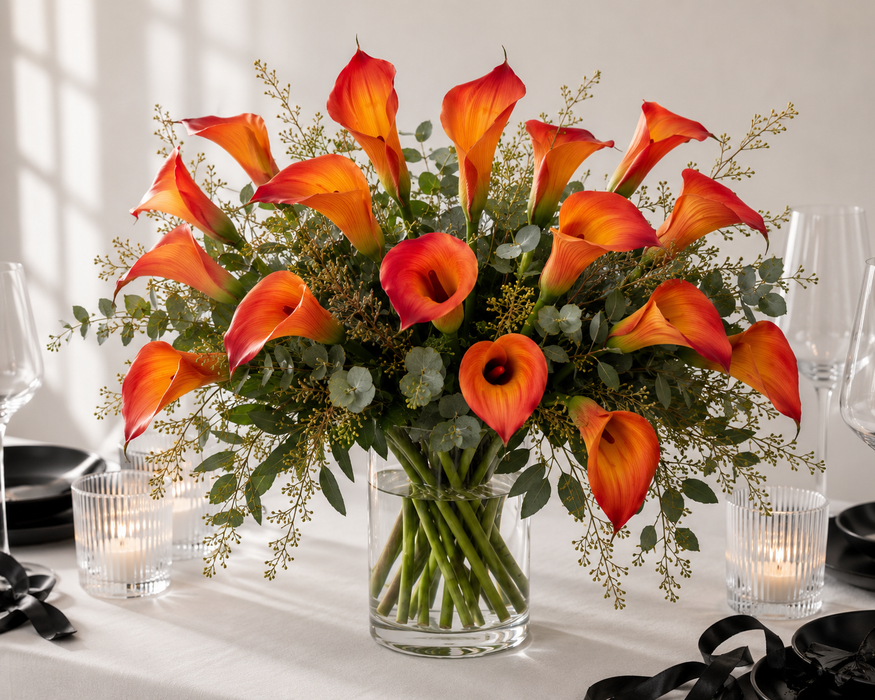 Real Touch Calla Lily - Red/Yellow (68cm long)