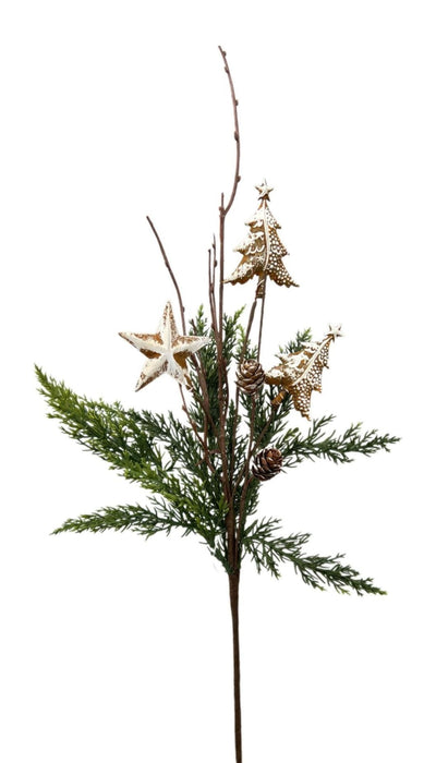 Christmas Tree and Star Pick - Green/Brown (58cm long)