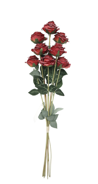 Artificial Dry Rose Bundle - Red (9 heads, 6cm diameter. 72cm long)