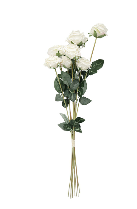 Artificial Dry Rose Bundle - Ivory (9 heads, 6cm diameter. 72cm long)