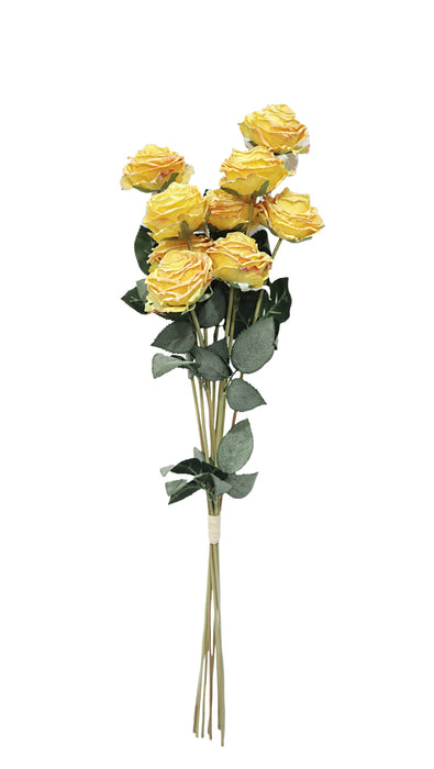 Artificial Dry Rose Bundle - Yellow (9 heads, 6cm diameter. 72cm long)