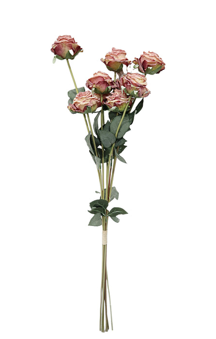 Artificial Dry Rose Bundle - Antique Mauve (9 heads, 6cm diameter. 72cm long)