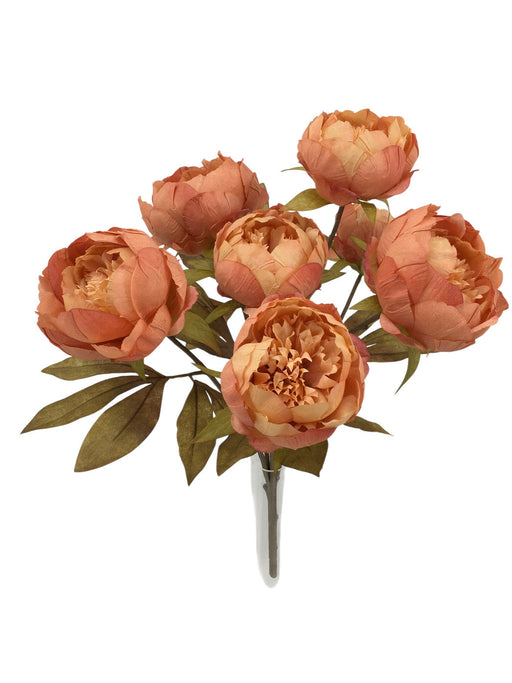 Duchess Peony Bunch - Orange/Peach (52cm long with 7 heads. 11cm diameter heads)