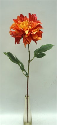 Artificial Dahlia - Red/Yellow (14cm diameter, 61cm long)
