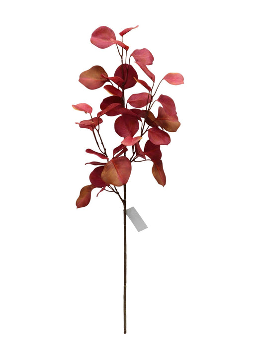 75cm Eucalyptus Spray - Red/Orange (75cm long with 36 leaves)