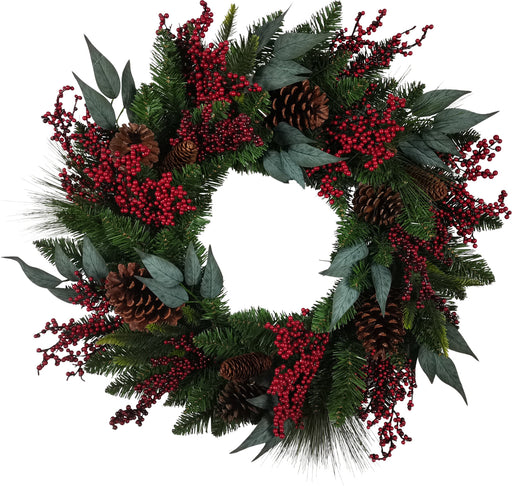 Forest Berry and Pine Cone Wreath - Natural (60cm diameter)