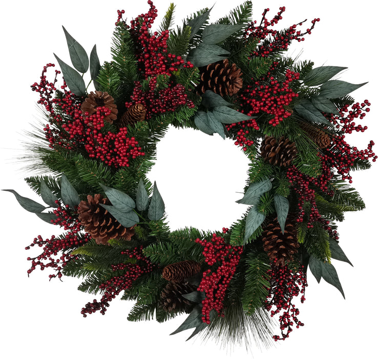 Forest Berry and Pine Cone Wreath - Natural (60cm diameter)