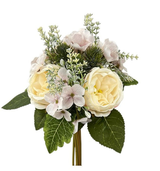 Rose and Glitter Hydrangea Bundle with Foliage - Dusky Rose Mix (31cm long)