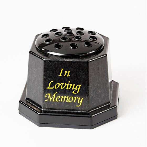 "In Loving Memory" Grave Container - Black (15cm x 15cm)