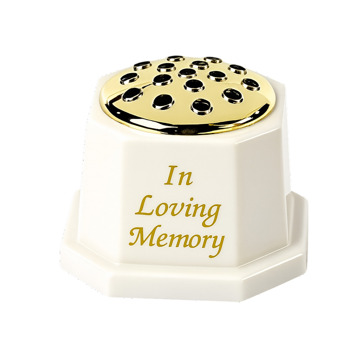 "In Loving Memory" Grave Container - Ivory (15cm x 15cm)