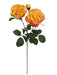 Garden Rose Spray - Orange & Yellow (2 heads, 1 bud. 59cm long)