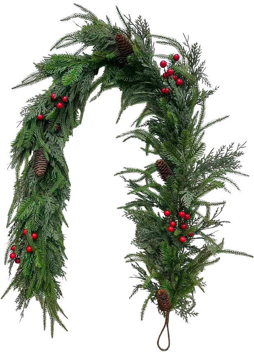 Highland Pine & Winterberry Garland - Natural (182cm long)