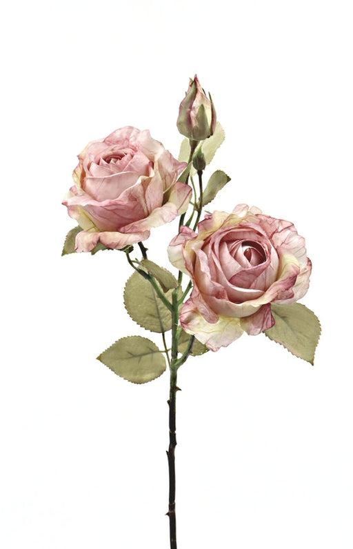 3 Headed Rose Stem - Light Pink Mix (55cm long, with 3 heads)