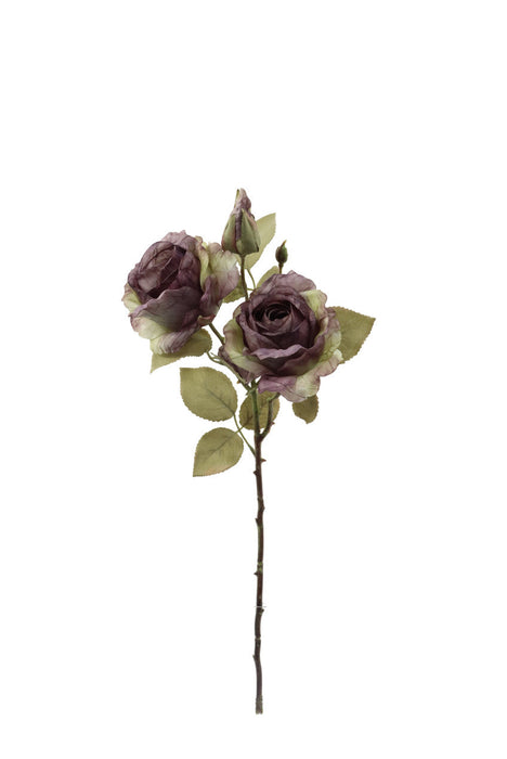 3 Headed Rose Stem - Purple Mix (55cm long, with 3 heads)