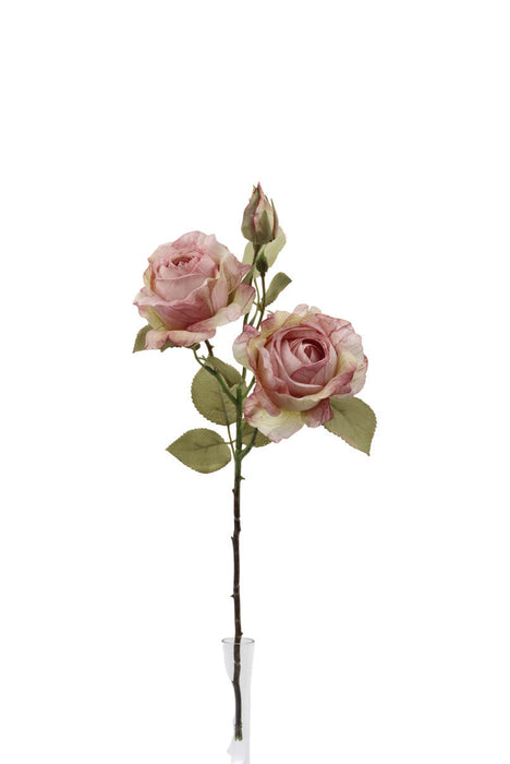 3 Headed Rose Stem - Pink Mix (55cm long, with 3 heads)