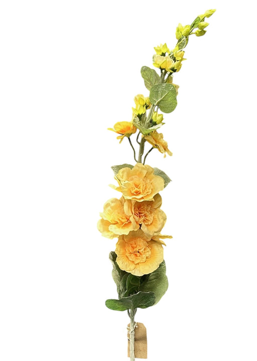 Artificial Hollyhocks Spray - Light Yellow (110cm long)