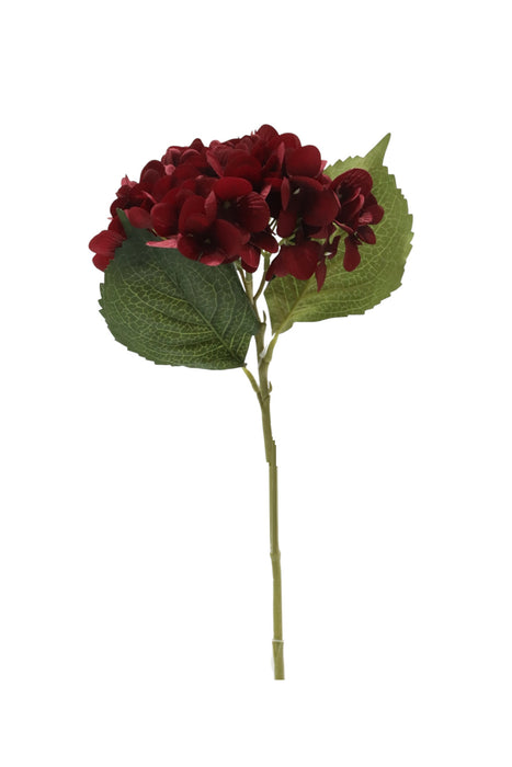 Artificial Hydrangea Stem - Red (47cm long, 15cm diameter)
