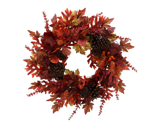Luxury Autumn Foliage Wreath - Red/Brown (65cm diameter)