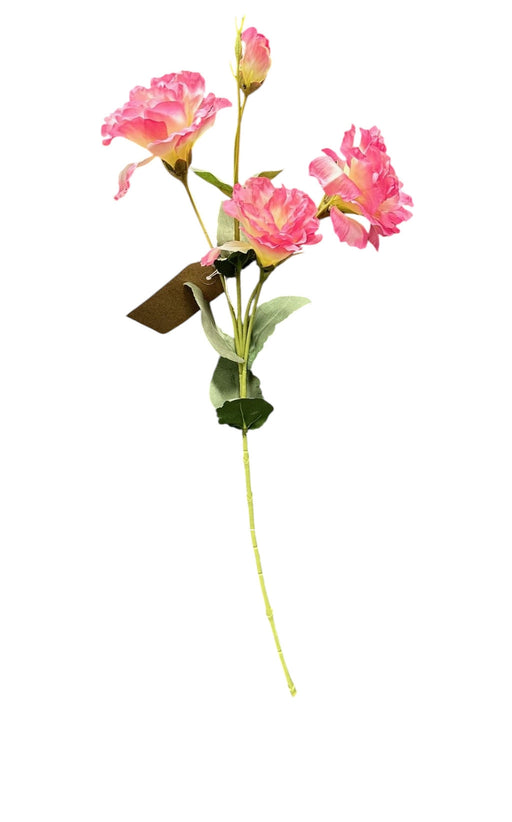 Artificial Lisianthus Spray - Pink/Ivory (3 heads, 1 bud. 68cm long)